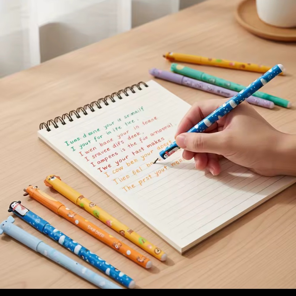 Cute Animal Cap Erasable Gel Pens Set of 8 - Assorted Colors for Kids and Adults - Picture 8 of 9